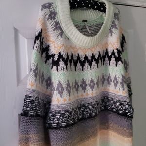 FREE PEOPLE Fair Isle Oversized Sweater